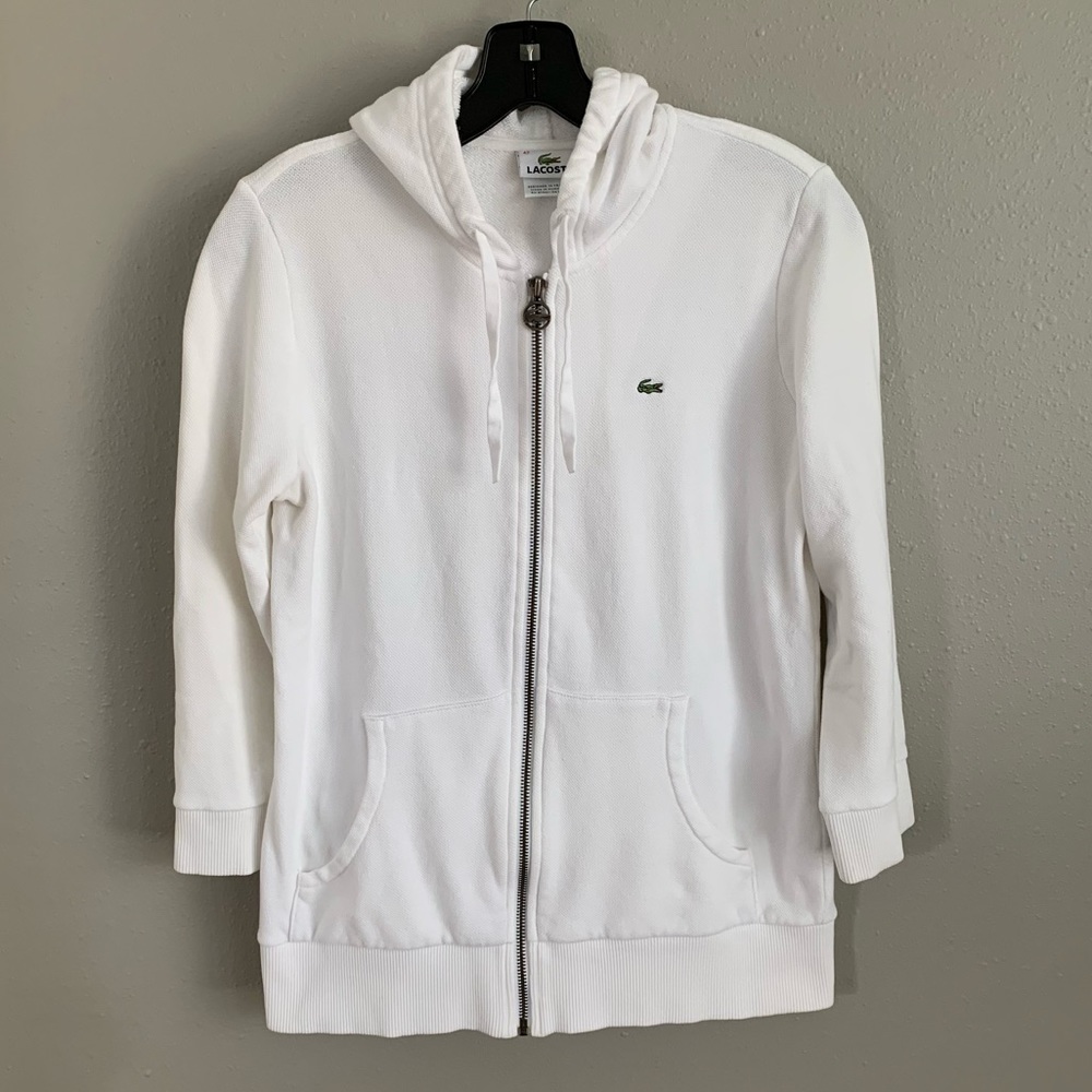 ❤️SOLD❤️LACOSTE White Hoodie with Zipper